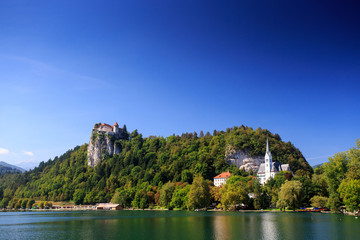 Fototapeta na wymiar Bled castle and lake