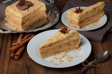 Layer cake with anise and cinnamon decoration