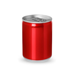 Small red aluminum can isolated on white background