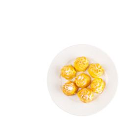Home made cream puff on a white background