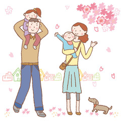 お花見する家族