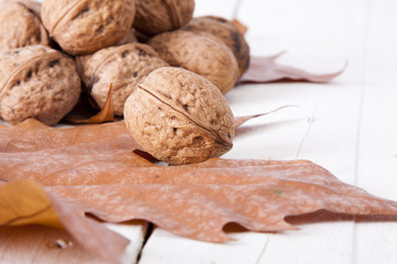 still life of nuts, fruits of autumn
