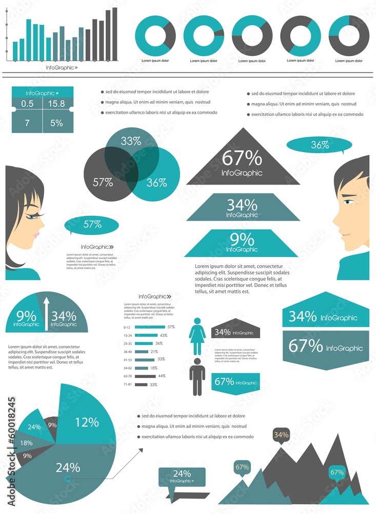 Poster infographic vector graphs and elements. vector illustration.