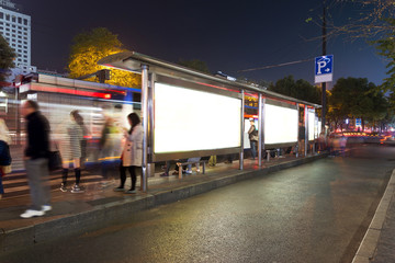 bus stop at night