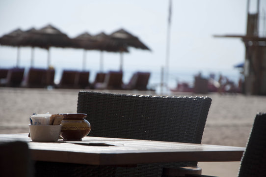 particolare del bar sulla spiaggia esotico