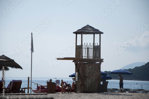 Wallpaper Panorama Della Spiaggia Con Ombrelloni Di Palme Stock Photo And Free