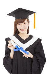 smiling Young graduate girl student with diploma