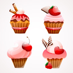 Vector cupcakes set
