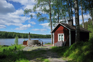 Fototapeta na wymiar sauna fińska i jacuzzi
