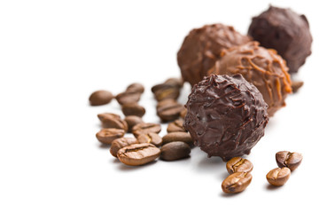 chocolate truffles with cocoa beans