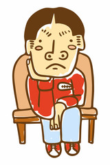 measures the temperature of the patient waits