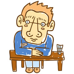 man measures the temperature