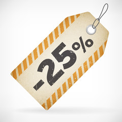 Realistic paper 25% sale off price labels
