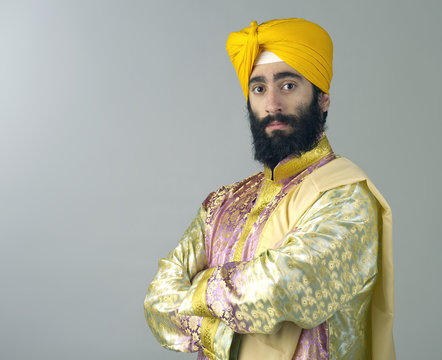 Portrait of Indian sikh man with bushy beard