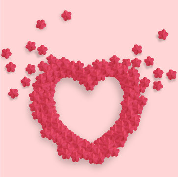 Coeur fleurs de cerisier origami