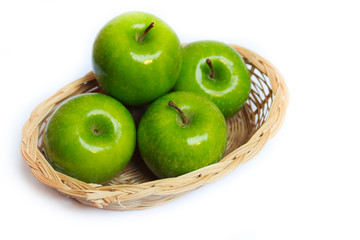 Basket of green apples.
