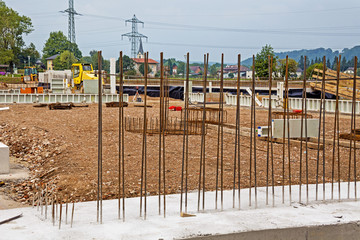 Baustahlgitter auf Baustelle