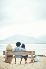 Beach bench couple