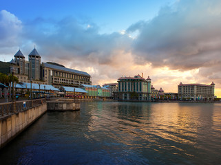 The embankment at sunset, Port-Louis- capital of Mauritius..