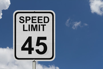 Speed Limit 45 Sign - obrazy, fototapety, plakaty