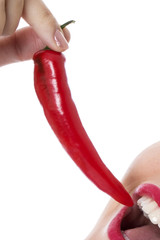 Woman Holding a Red Chilli Pepper
