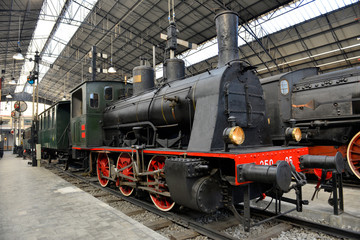 Fototapeta na wymiar Old Steam train on the railway station
