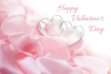 Rose Petals with Glass Hearts