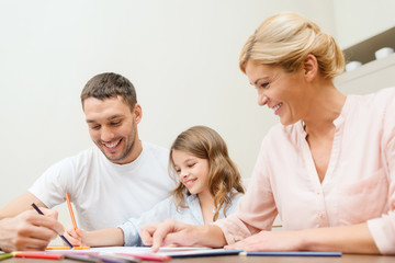happy family drawing at home