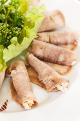 meat rolls with cottage cheese