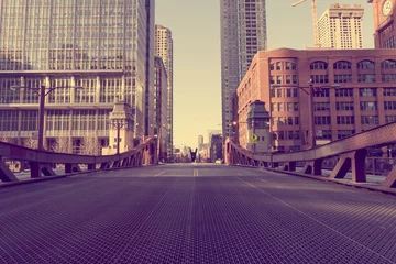 Fotobehang Chicago Bridge - Vintage foto-effect © maksymowicz