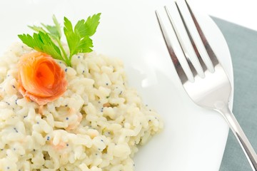 rice with salmon and caviar