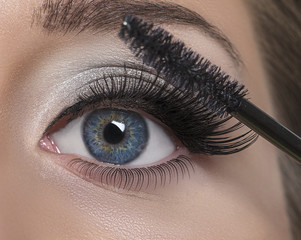 Makeup. Make-up. Applying Mascara. Long Eyelashes
