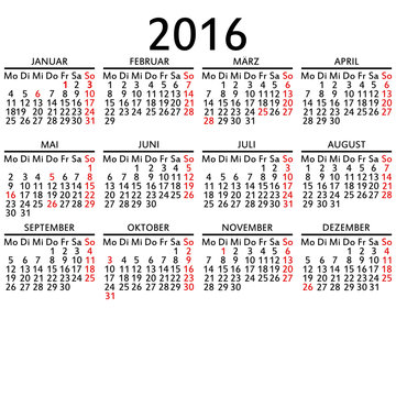 Jahreskalender 2016