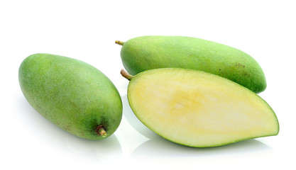 Green mango isolated on a white background