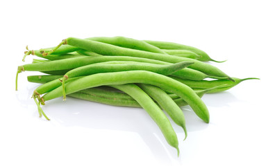 green beans on white background