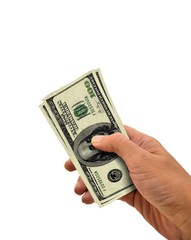 Hand Holding One Hundred Dollar
