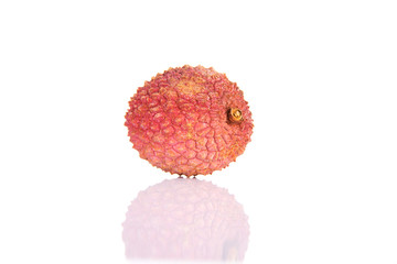 One separated lychee fruit.