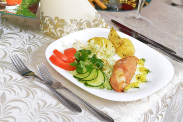 fillet with potato  on table