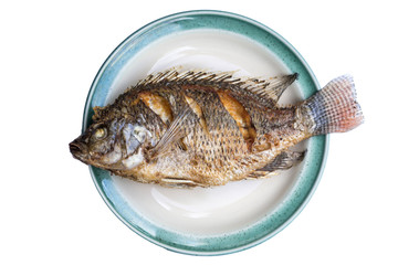 Fried fish isolated background