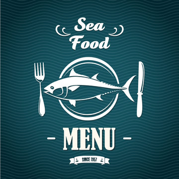 Sketch for a restaurant menu. Sea food.