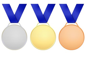 Médailles avec ruban bleu