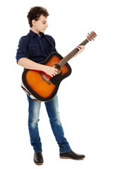 Teenager playing guitar