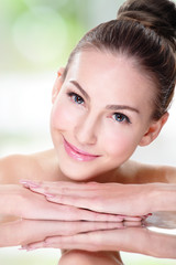 Naklejka premium portrait of young woman face