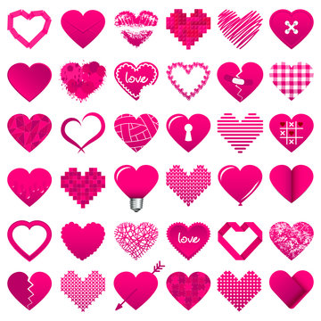 36 Abstract Pink Hearts