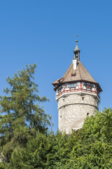 Fototapeta na wymiar Schaffhausen, Altstadt, Turm, Munot, Stadtmauer, Schweiz