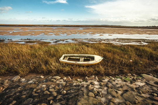 Old beached rowing boat