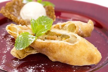 strudel with ice cream