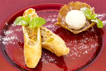 strudel with ice cream