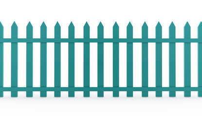 Blue vintage fence rendered on white