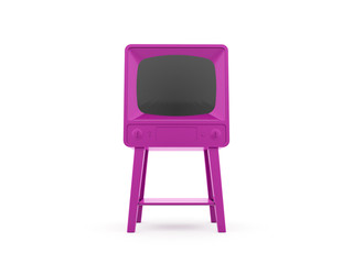 Pink old TV rendered isolated on white